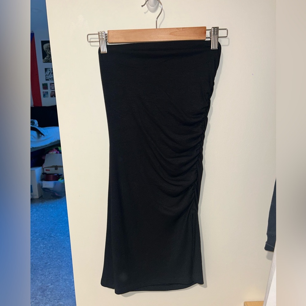 Bershka Black Ruched Mini Dress